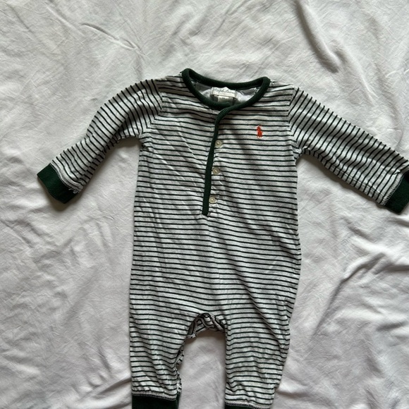 Ralph Lauren Striped Kids One Piece - Green and White 6 months - Picture 1 of 3